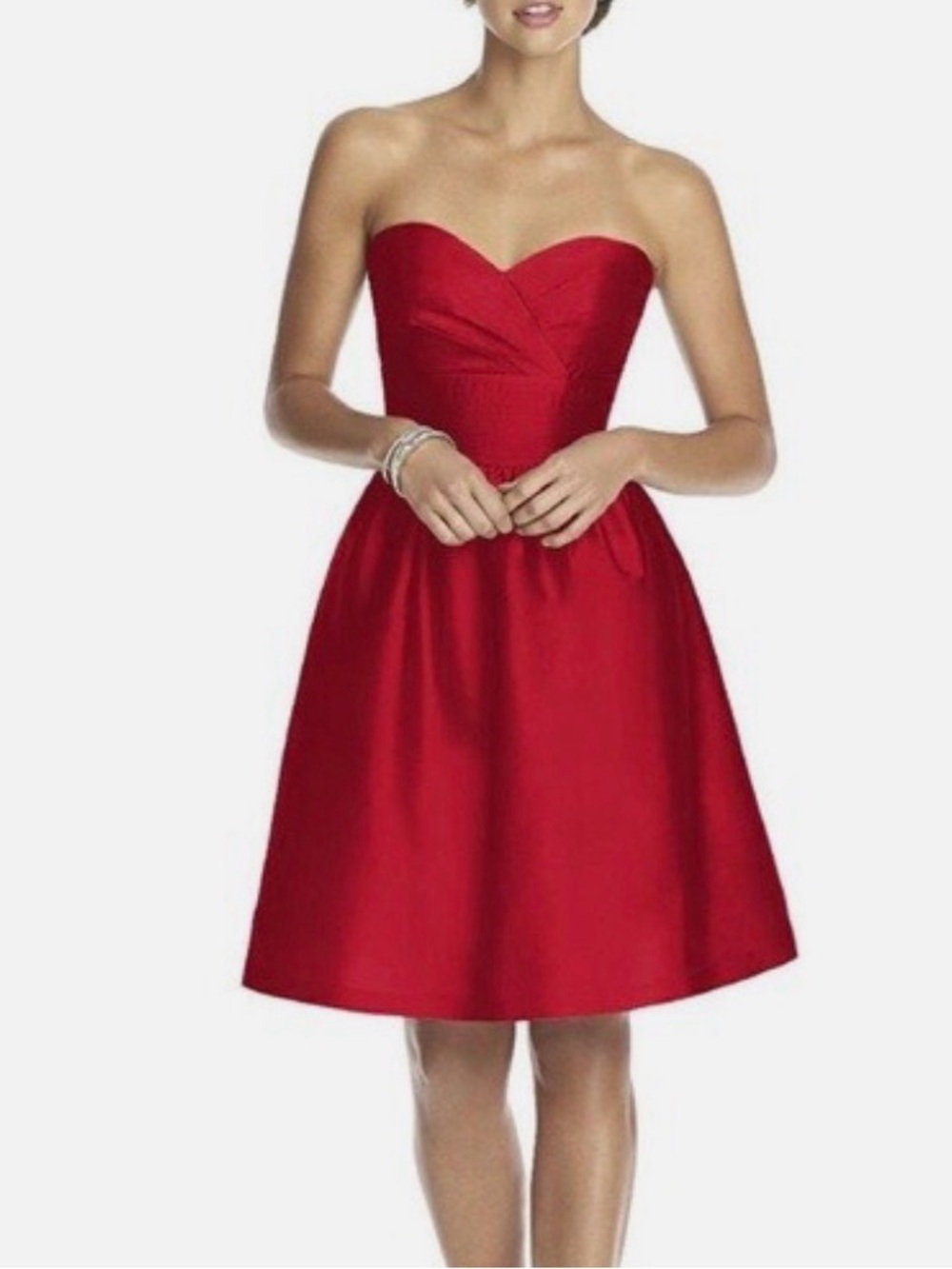 ALFRED SUNG Strapless Red A-Line Dress size 8